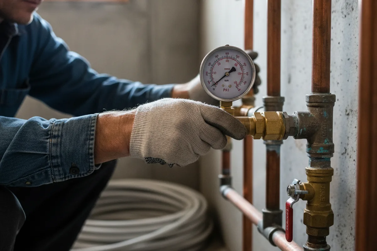 Pressure testing a repaired line during Water Line Repair in Sasser